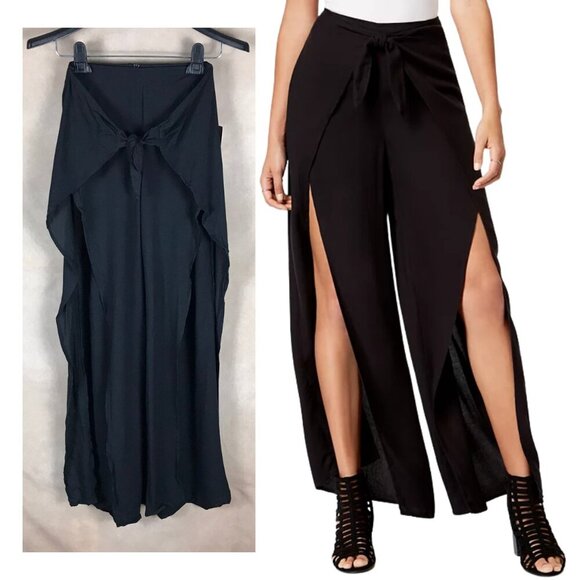 Material Girl Black Wrap-Front Palazzo Pants NWT XXS - Picture 1 of 12